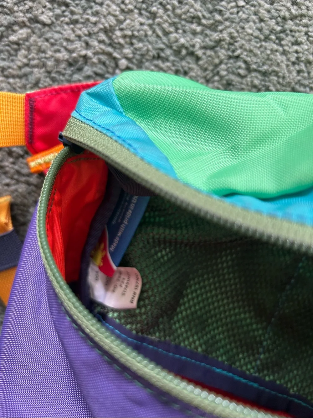 cotopaxi Multicolor Crossbody Waist Pack - Purple, Teal, Green, Yellow - Picture 4 of 5